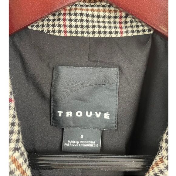 TROUVE Brown Micro Plaid Boyfriend Blazer Size S - Picture 5 of 8